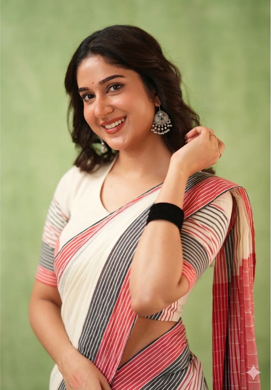 Premium Lining Pallu Linen Cotton Saree with Zahlar Tussle