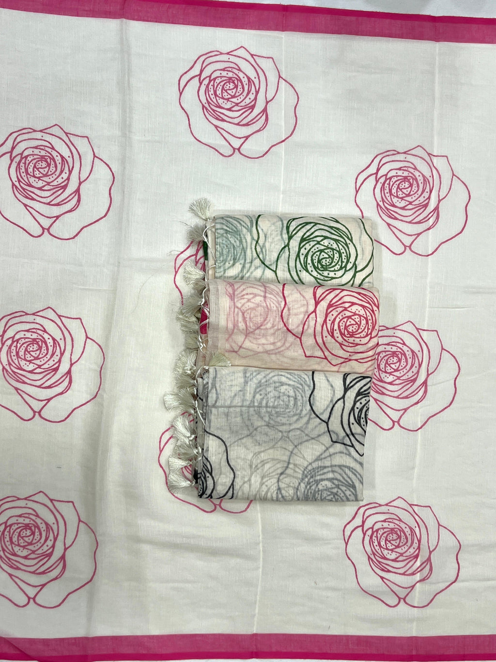 Floral Linen Cotton Digital Printed Saree
