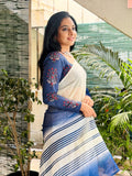 Shedding Bloom Elegant Linen Cotton Digital Printed Saree with Butta Print Blouse