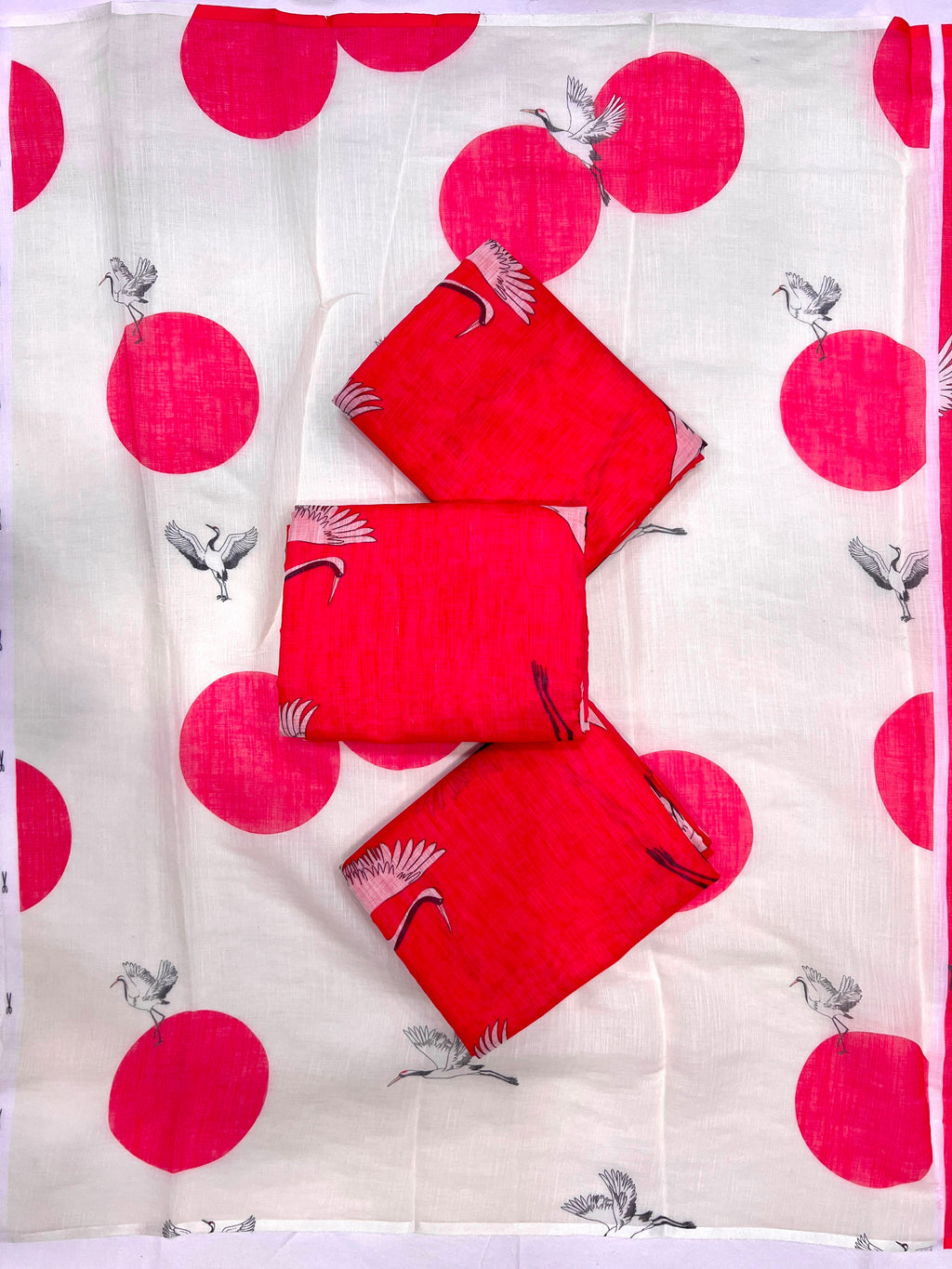 Crane Serenity  Elegant Linen Cotton Digital Printed Saree with Matching Printed Blouse
