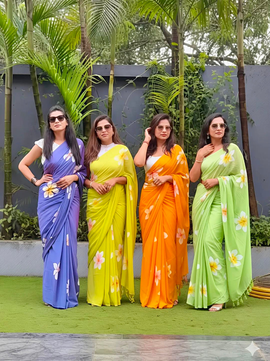 Floral Elegance Premium Linen Cotton Digital Printed Saree with Satin Banglory Blouse