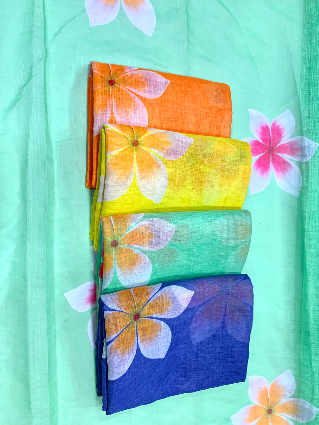 Floral Elegance Premium Linen Cotton Digital Printed Saree with Satin Banglory Blouse