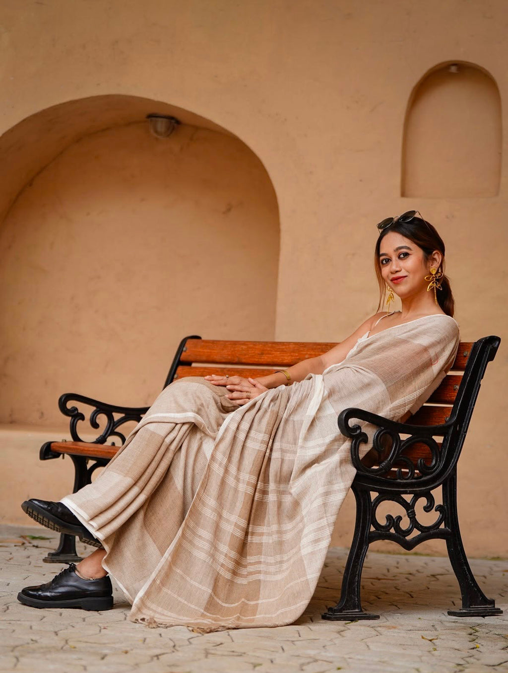 Royal Zahlar Bloom Premium Linen Cotton Digital Printed Saree with Satin Banglory Blouse