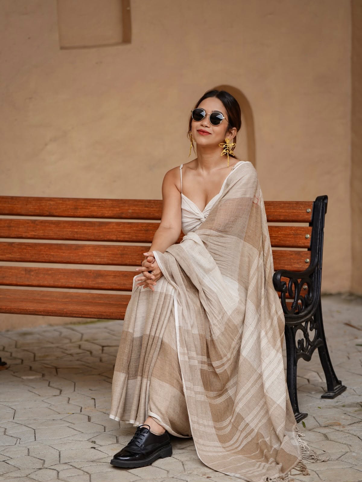 Royal Zahlar Bloom Premium Linen Cotton Digital Printed Saree with Satin Banglory Blouse