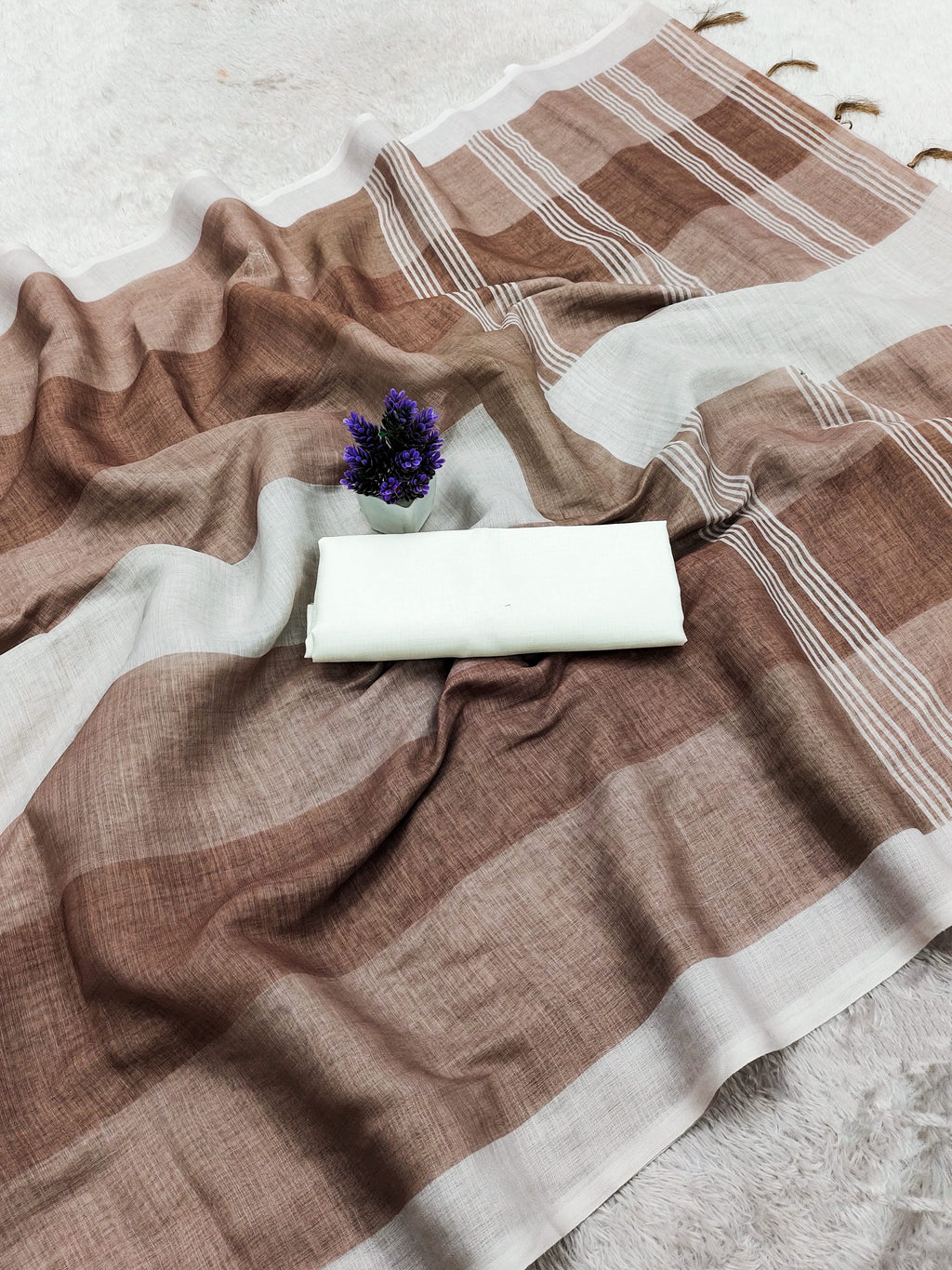 Royal Zahlar Bloom Premium Linen Cotton Digital Printed Saree with Satin Banglory Blouse