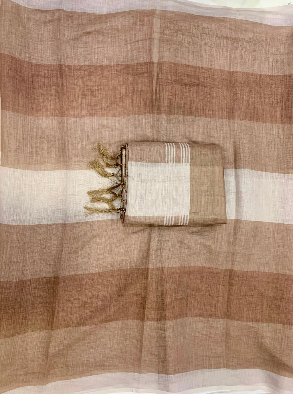 Royal Zahlar Bloom Premium Linen Cotton Digital Printed Saree with Satin Banglory Blouse