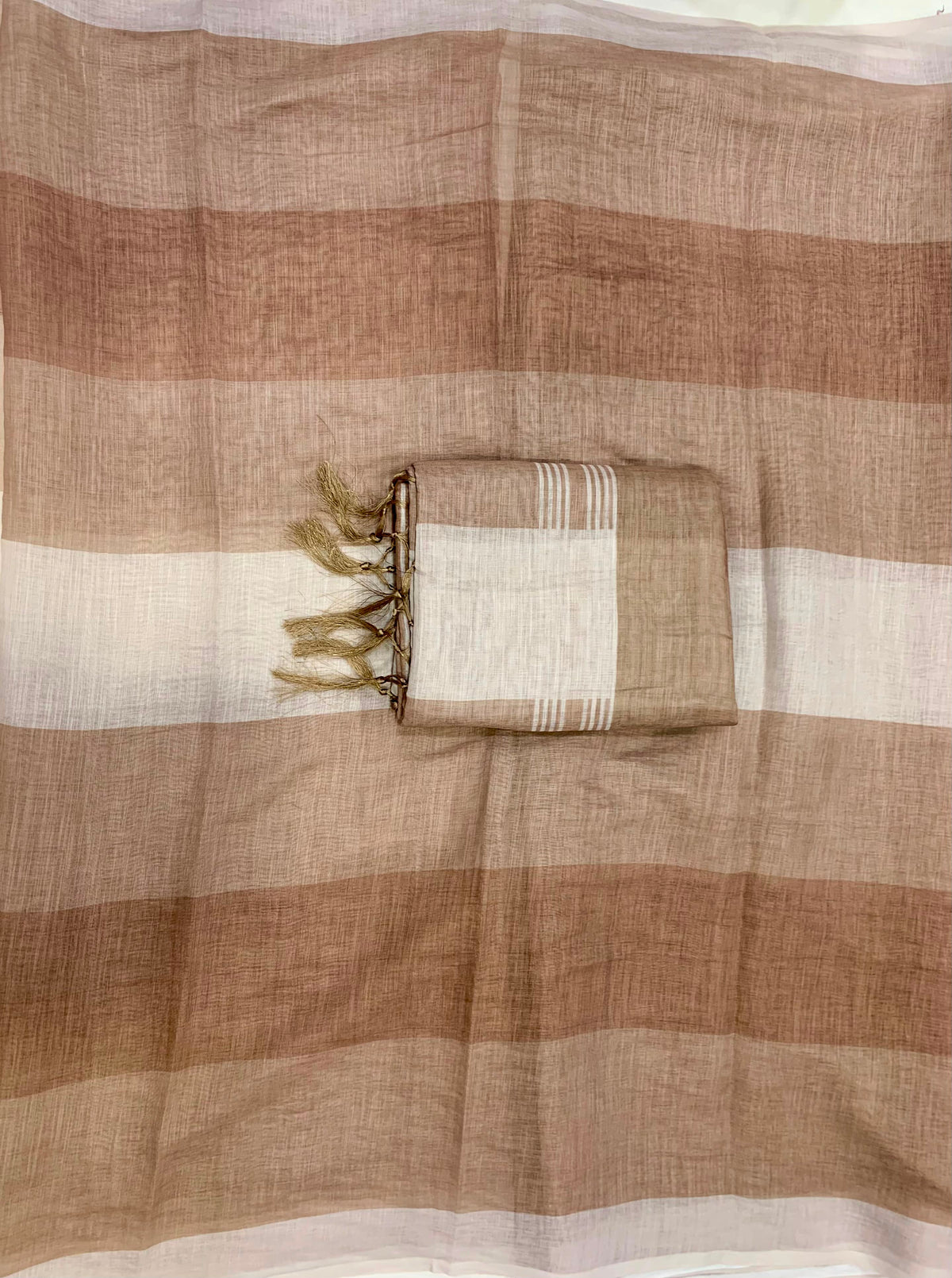 Royal Zahlar Bloom Premium Linen Cotton Digital Printed Saree with Satin Banglory Blouse