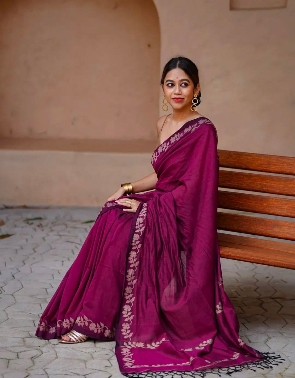 Elegant Zahlar Bloom Premium Linen Cotton Digital Printed Saree with Satin Banglory Blouse
