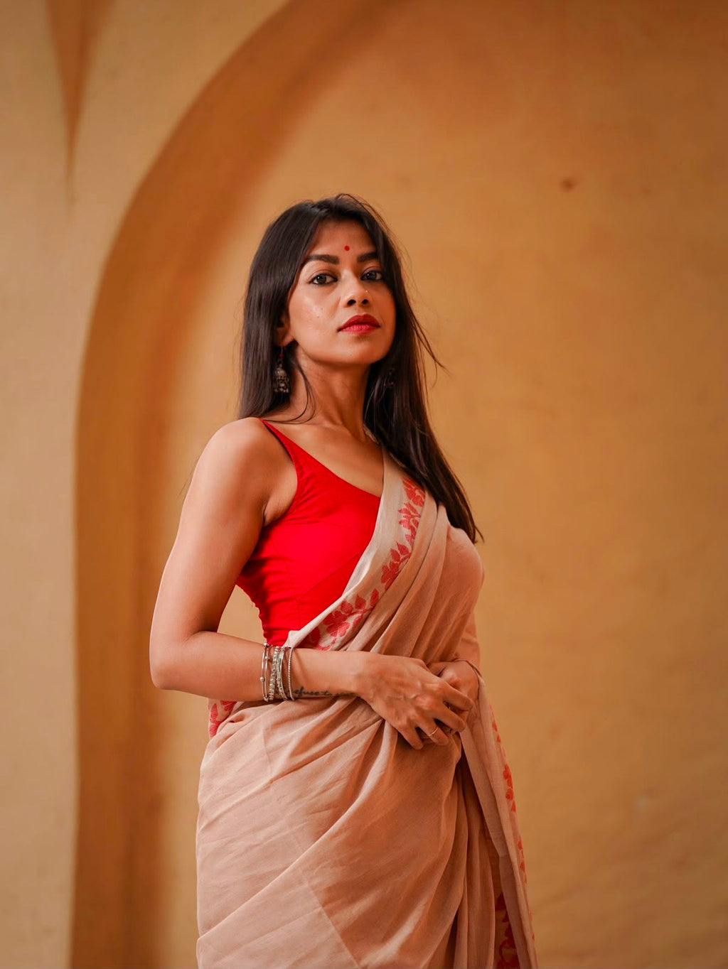 Elegant Zahlar Bloom Premium Linen Cotton Digital Printed Saree with Satin Banglory Blouse
