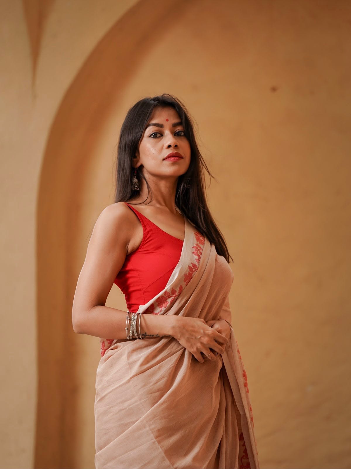 Elegant Zahlar Bloom Premium Linen Cotton Digital Printed Saree with Satin Banglory Blouse