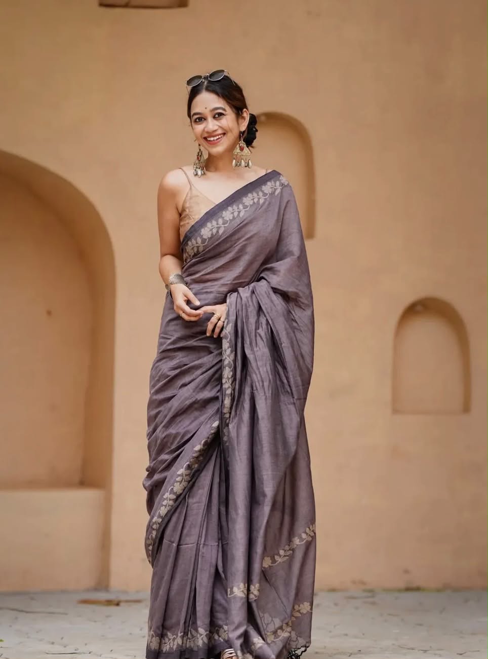 Elegant Zahlar Bloom Premium Linen Cotton Digital Printed Saree with Satin Banglory Blouse