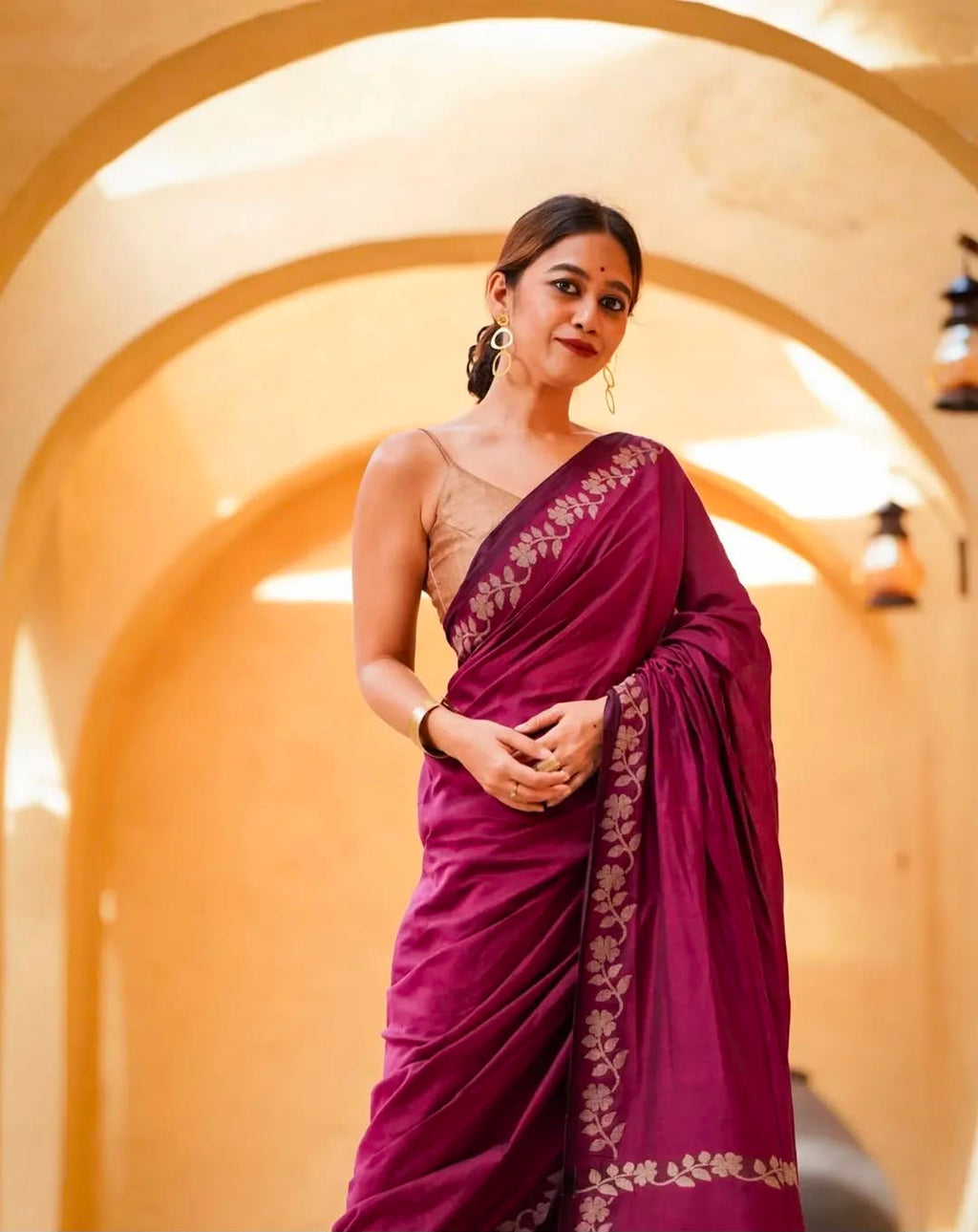 Elegant Zahlar Bloom Premium Linen Cotton Digital Printed Saree with Satin Banglory Blouse