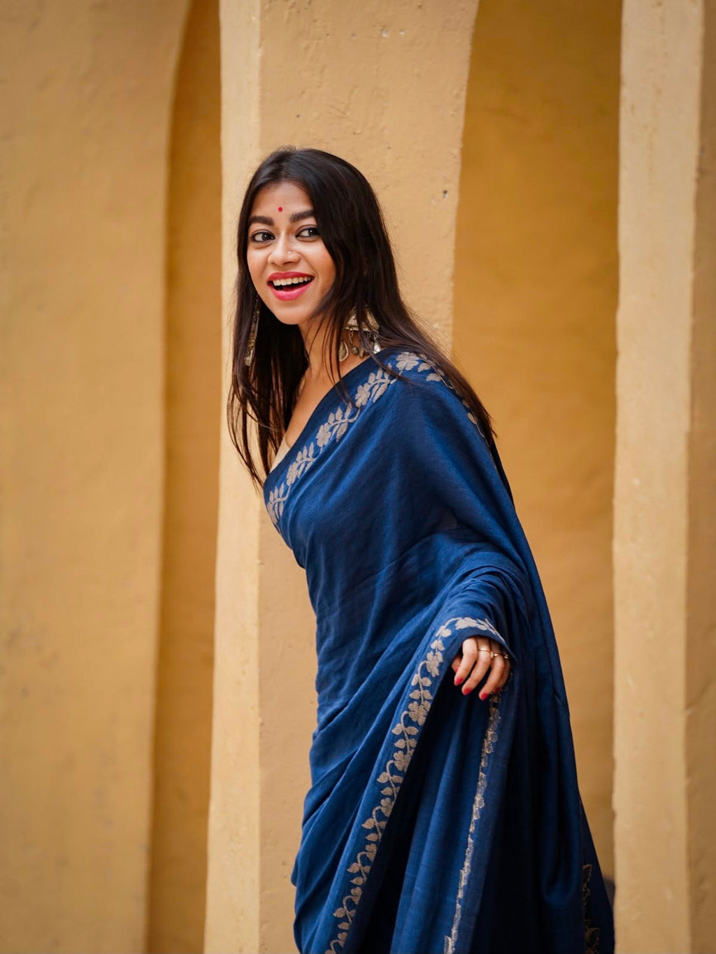 Elegant Zahlar Bloom Premium Linen Cotton Digital Printed Saree with Satin Banglory Blouse