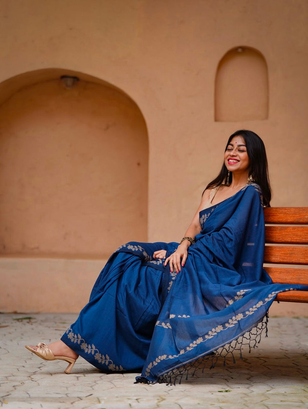 Elegant Zahlar Bloom Premium Linen Cotton Digital Printed Saree with Satin Banglory Blouse