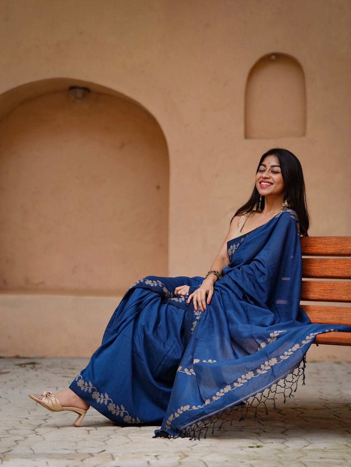 Elegant Zahlar Bloom Premium Linen Cotton Digital Printed Saree with Satin Banglory Blouse