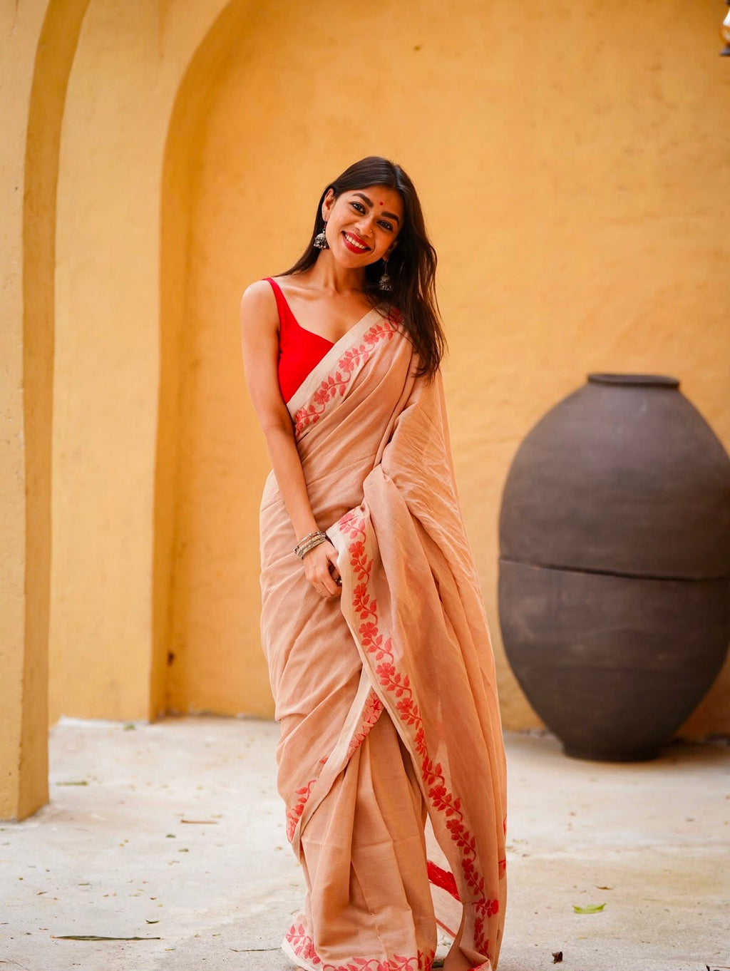 Elegant Zahlar Bloom Premium Linen Cotton Digital Printed Saree with Satin Banglory Blouse