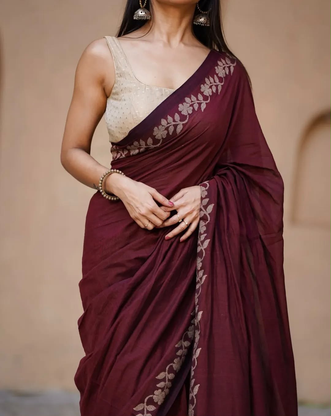 Elegant Zahlar Bloom Premium Linen Cotton Digital Printed Saree with Satin Banglory Blouse