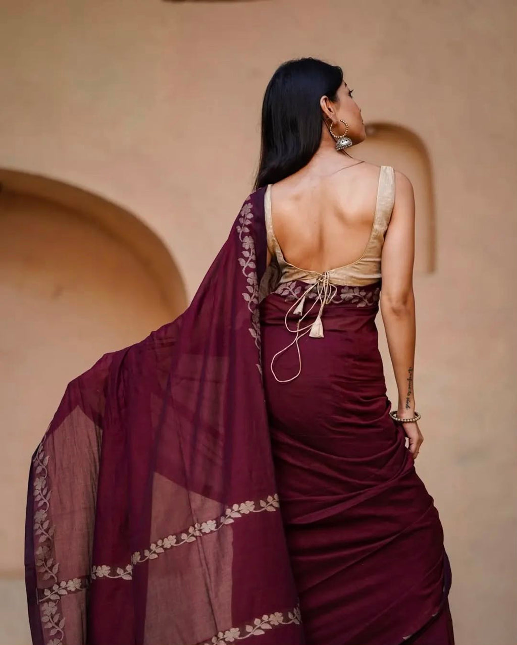 Elegant Zahlar Bloom Premium Linen Cotton Digital Printed Saree with Satin Banglory Blouse