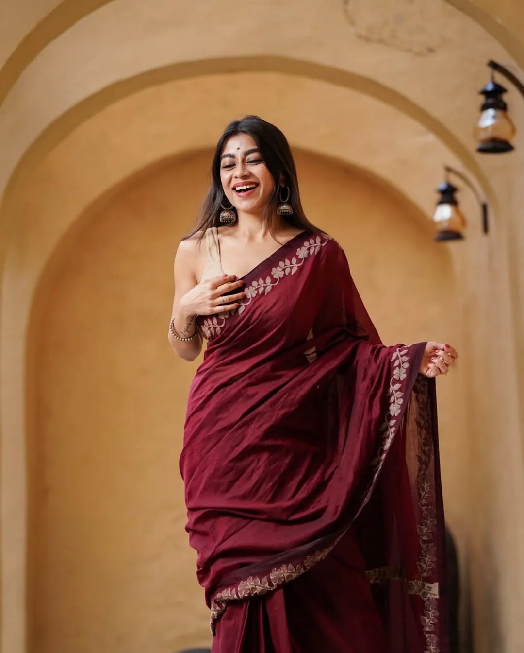 Elegant Zahlar Bloom Premium Linen Cotton Digital Printed Saree with Satin Banglory Blouse