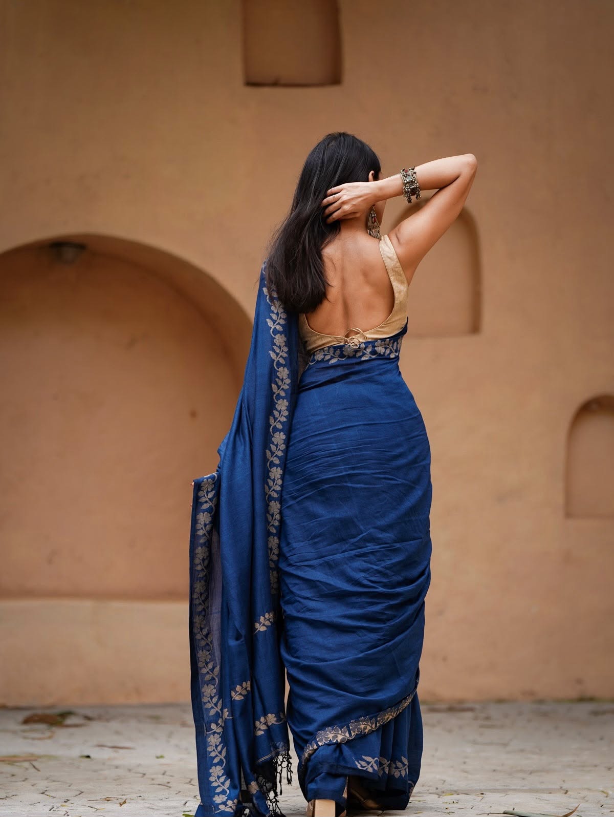Elegant Zahlar Bloom Premium Linen Cotton Digital Printed Saree with Satin Banglory Blouse