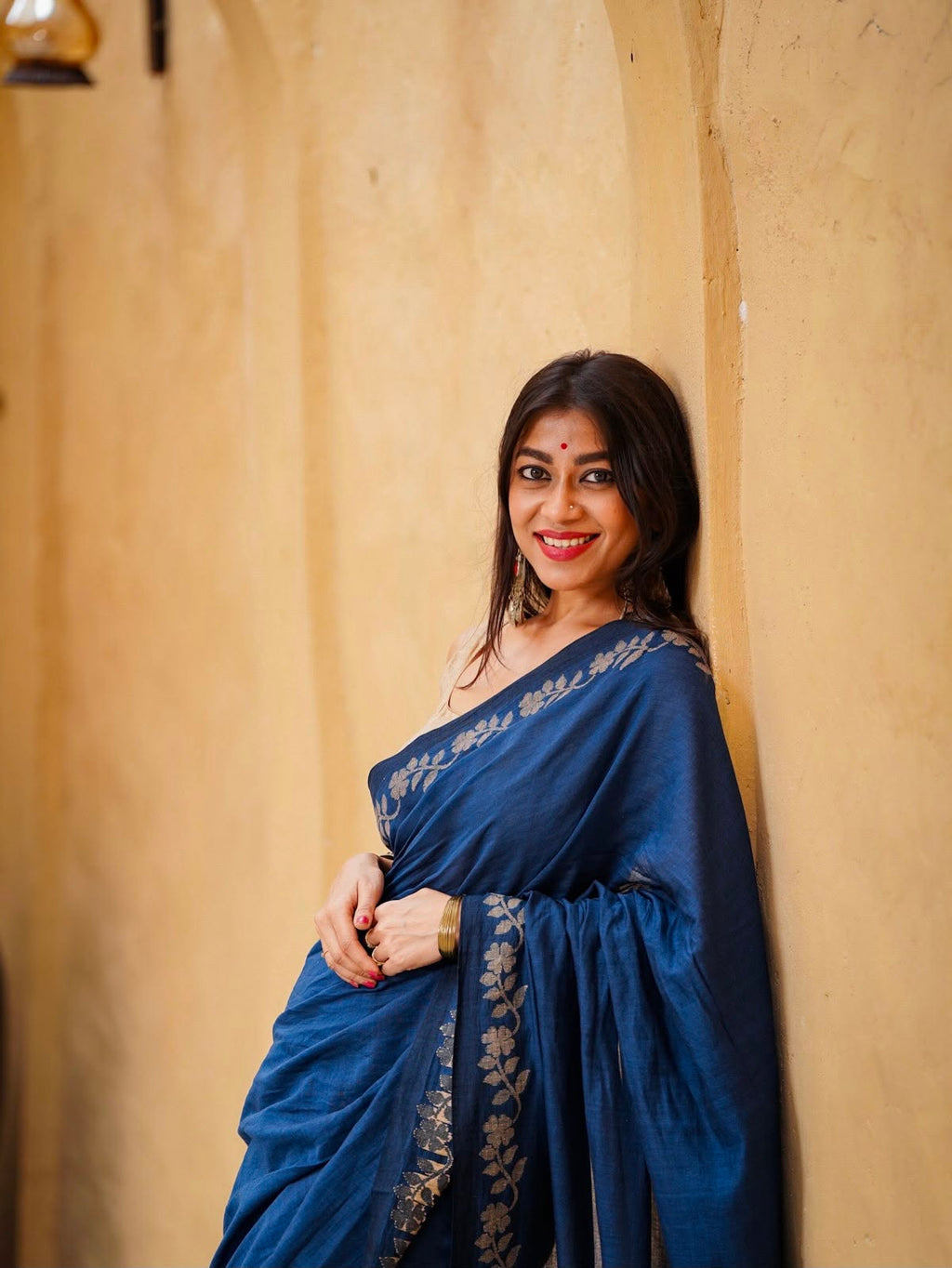 Elegant Zahlar Bloom Premium Linen Cotton Digital Printed Saree with Satin Banglory Blouse