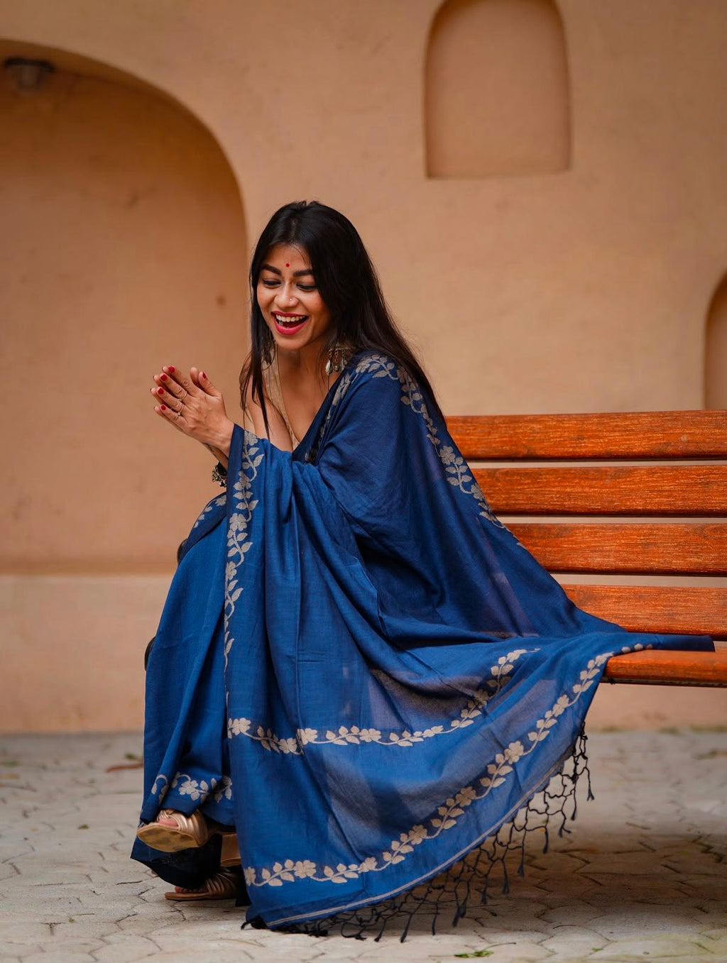 Elegant Zahlar Bloom Premium Linen Cotton Digital Printed Saree with Satin Banglory Blouse