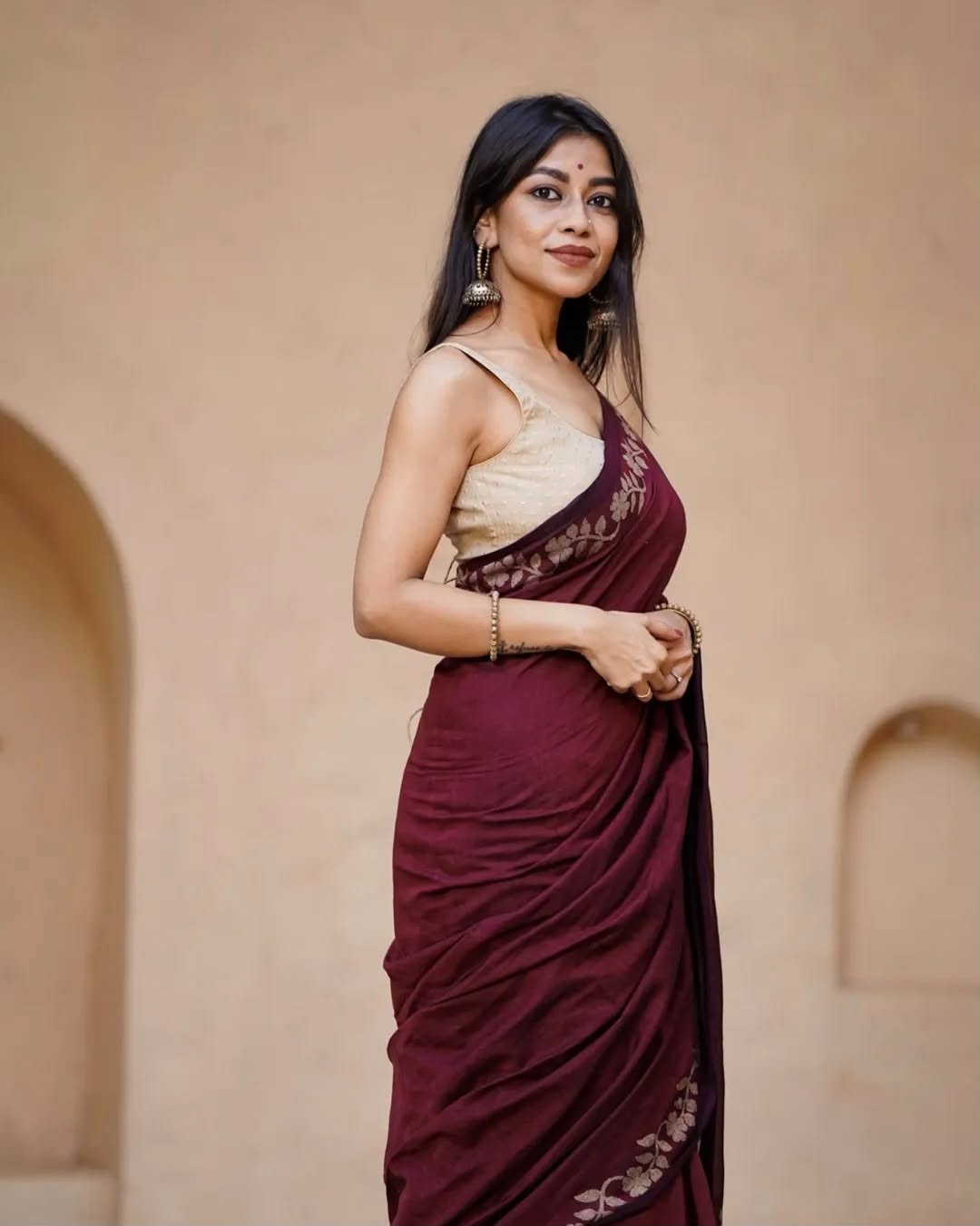Elegant Zahlar Bloom Premium Linen Cotton Digital Printed Saree with Satin Banglory Blouse
