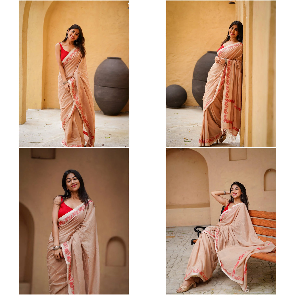 Elegant Zahlar Bloom Premium Linen Cotton Digital Printed Saree with Satin Banglory Blouse
