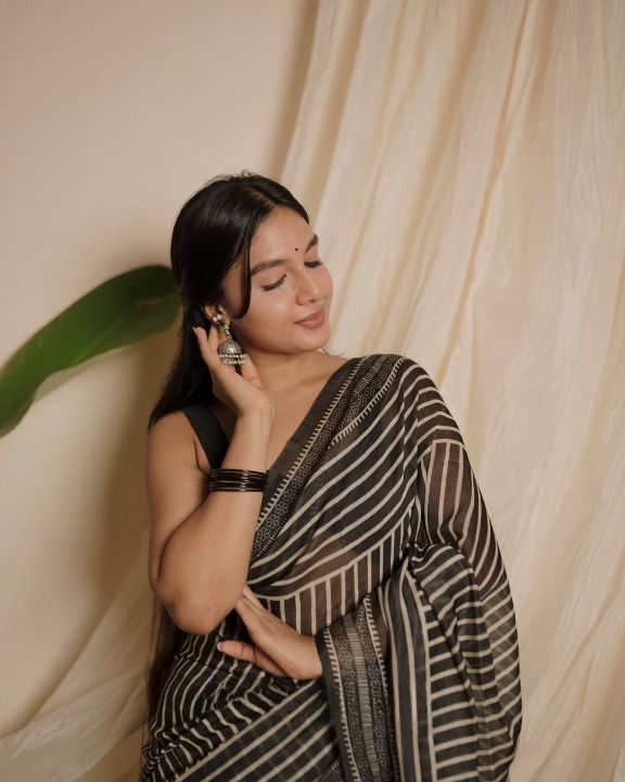 Premium Chanderi Cotton Digital Printed Saree with Zahlar Tussle