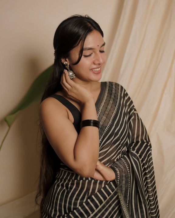 Premium Chanderi Cotton Digital Printed Saree with Zahlar Tussle