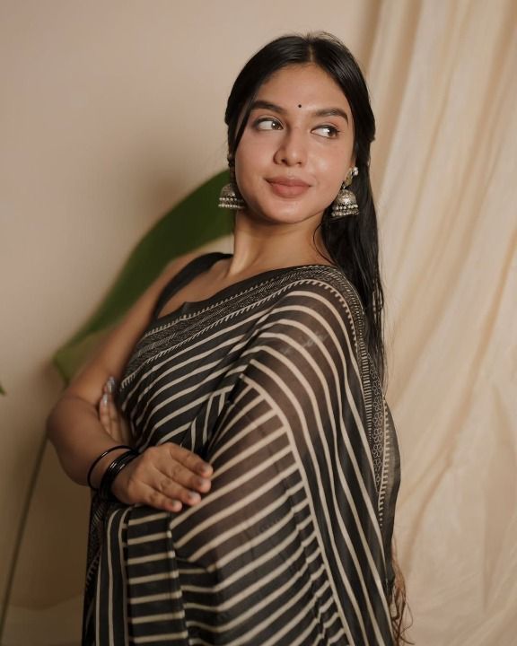 Premium Chanderi Cotton Digital Printed Saree with Zahlar Tussle