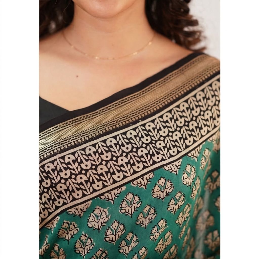Floral Rich Pallu Linen Cotton Digital Printed Saree