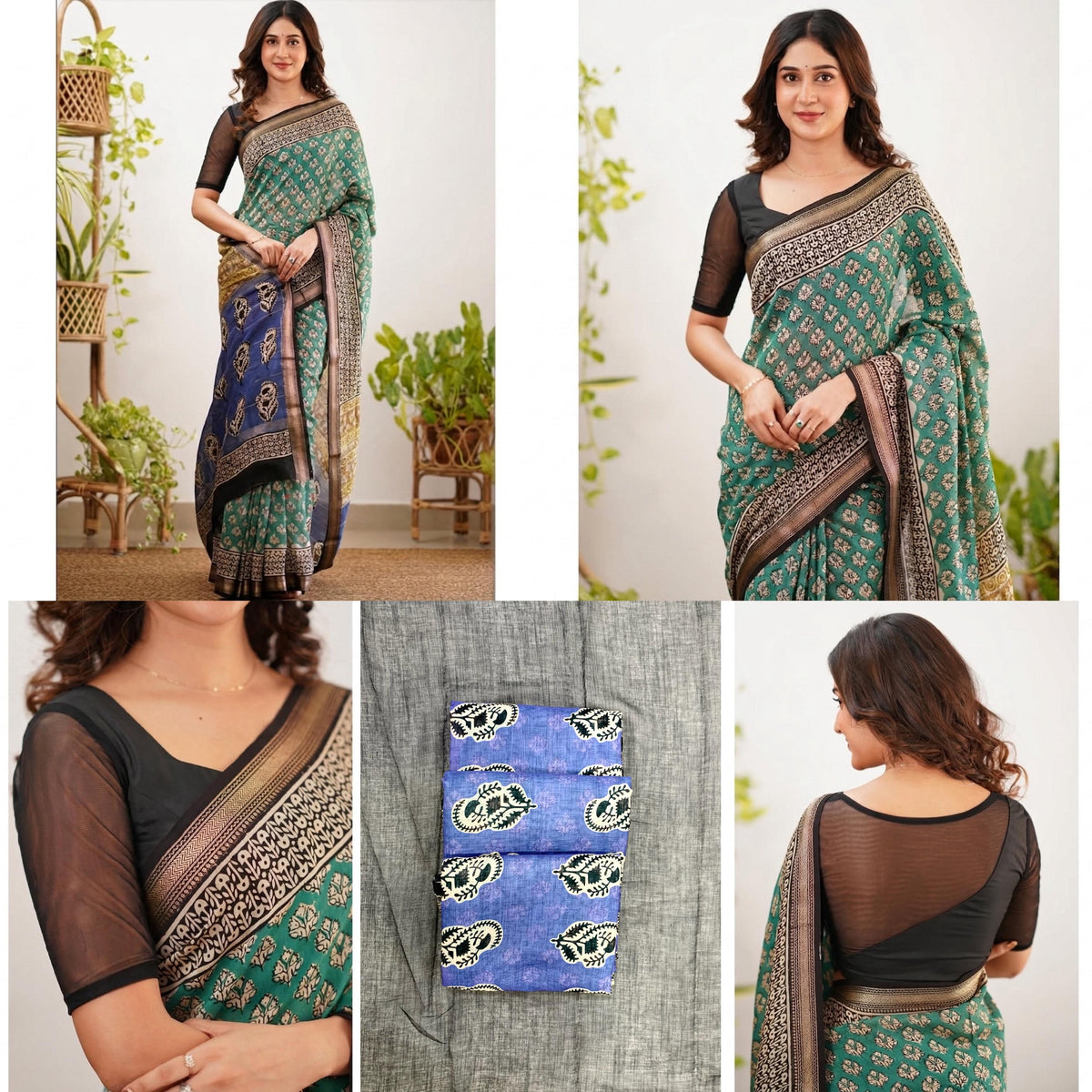 Floral Rich Pallu Linen Cotton Digital Printed Saree