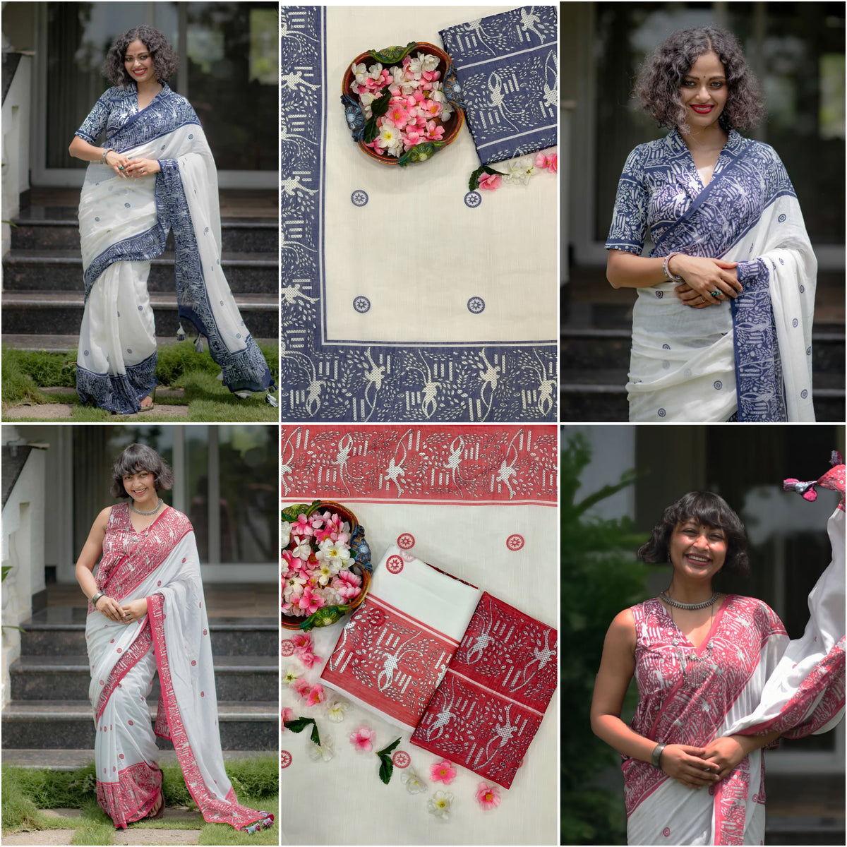 Linen Cotton Digital Printed Saree with Matching Blouse – Elegant Ethnic Wear
