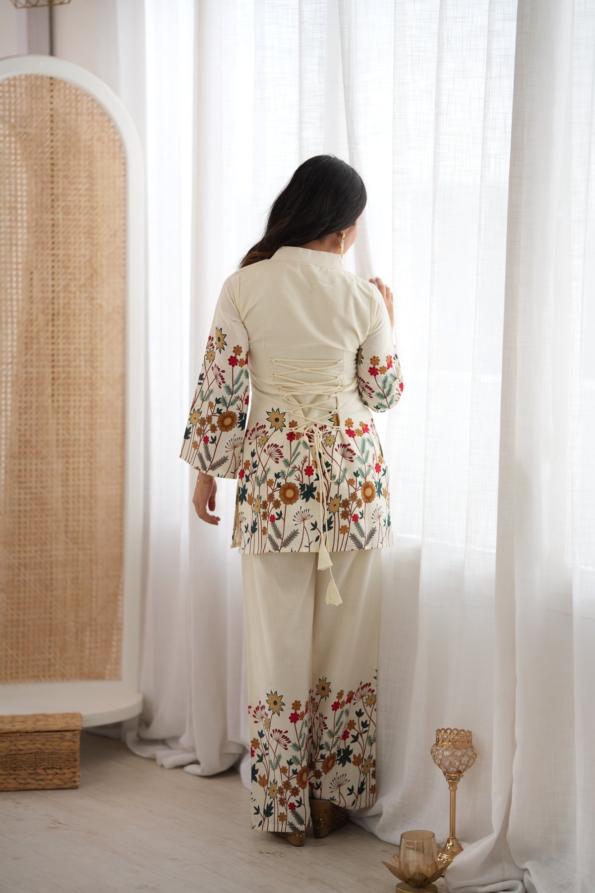 Maroon Magic Slub Cotton Floral Printed Kurta Pant Co-Ord Set