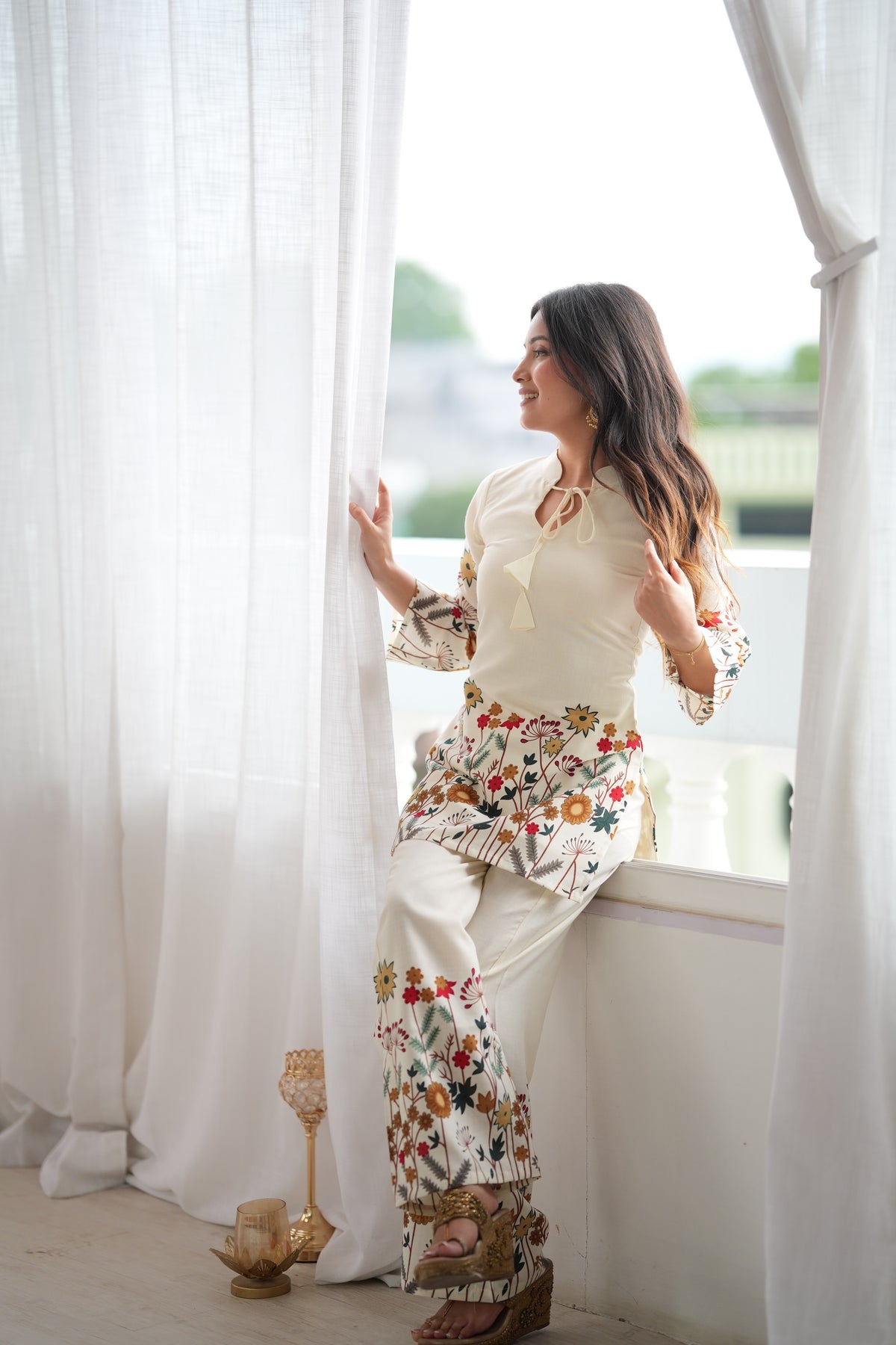 Maroon Magic Slub Cotton Floral Printed Kurta Pant Co-Ord Set