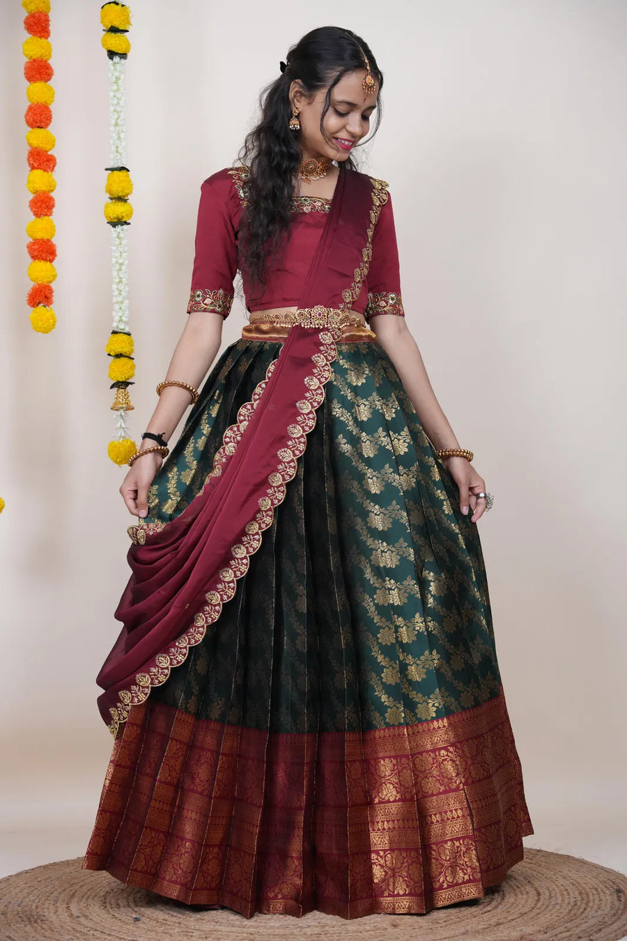 Premium Kanjivaram Silk Zari Lehenga with Banarasi Dupatta Set