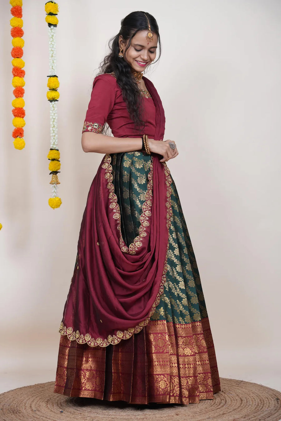 Premium Kanjivaram Silk Zari Lehenga with Banarasi Dupatta Set