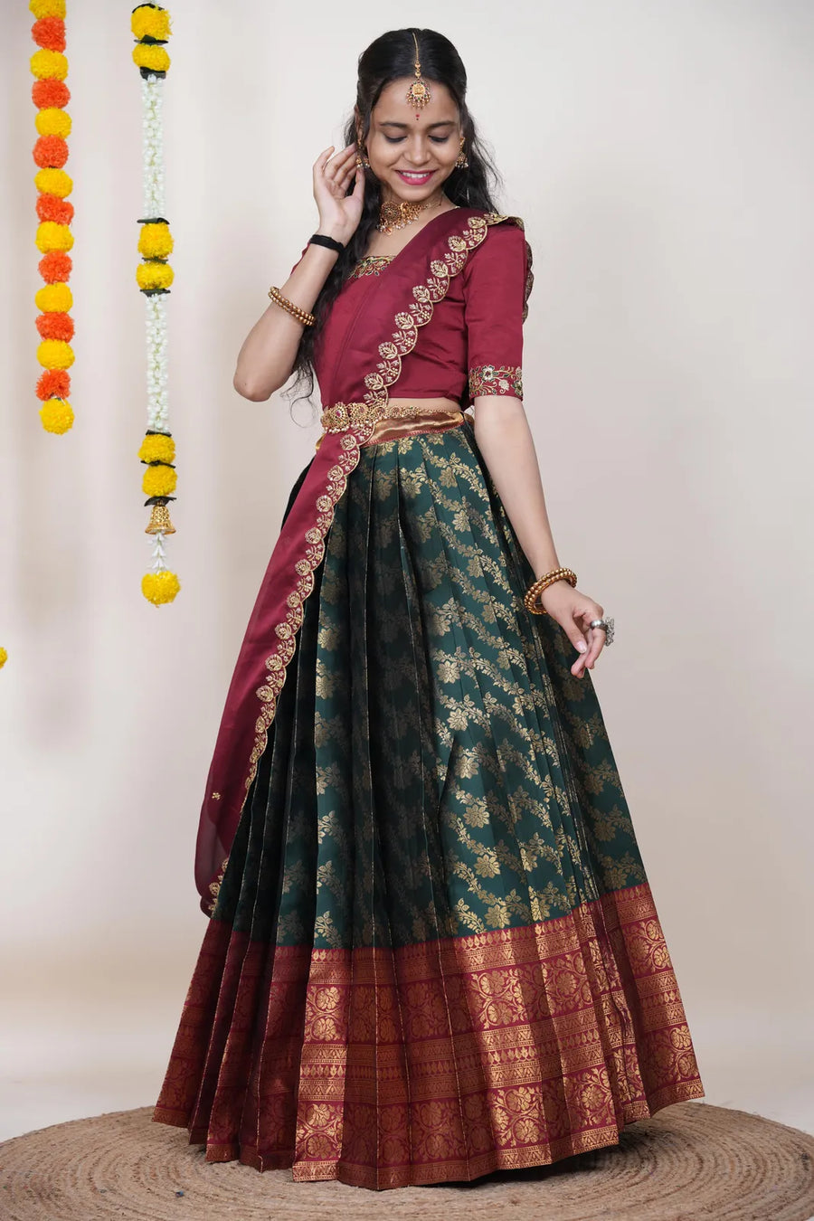 Premium Kanjivaram Silk Zari Lehenga with Banarasi Dupatta Set