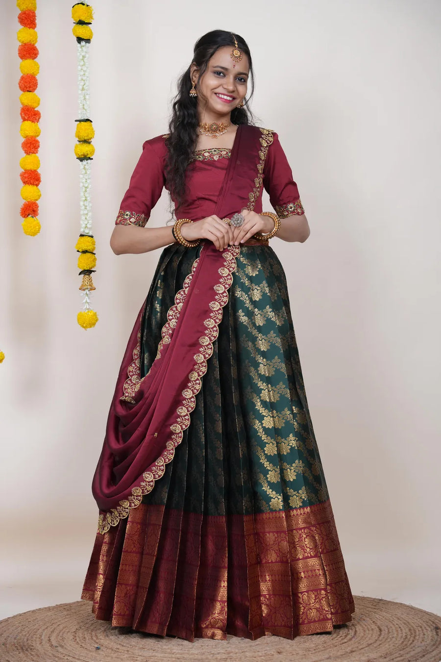 Premium Kanjivaram Silk Zari Lehenga with Banarasi Dupatta Set