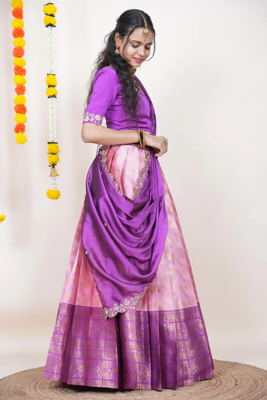 Premium Kanjivaram Silk Zari Lehenga with Banarasi Dupatta Set