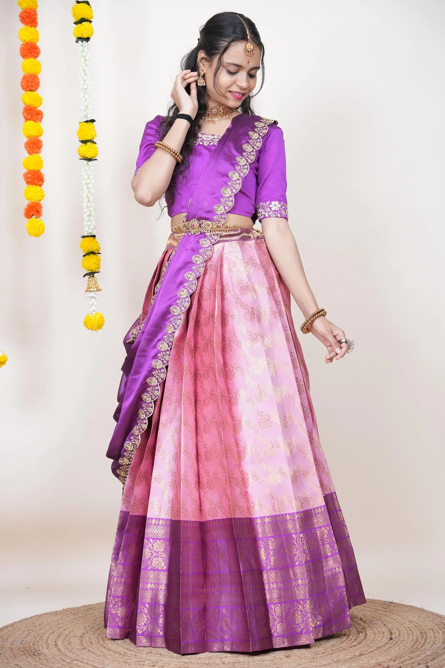 Premium Kanjivaram Silk Zari Lehenga with Banarasi Dupatta Set