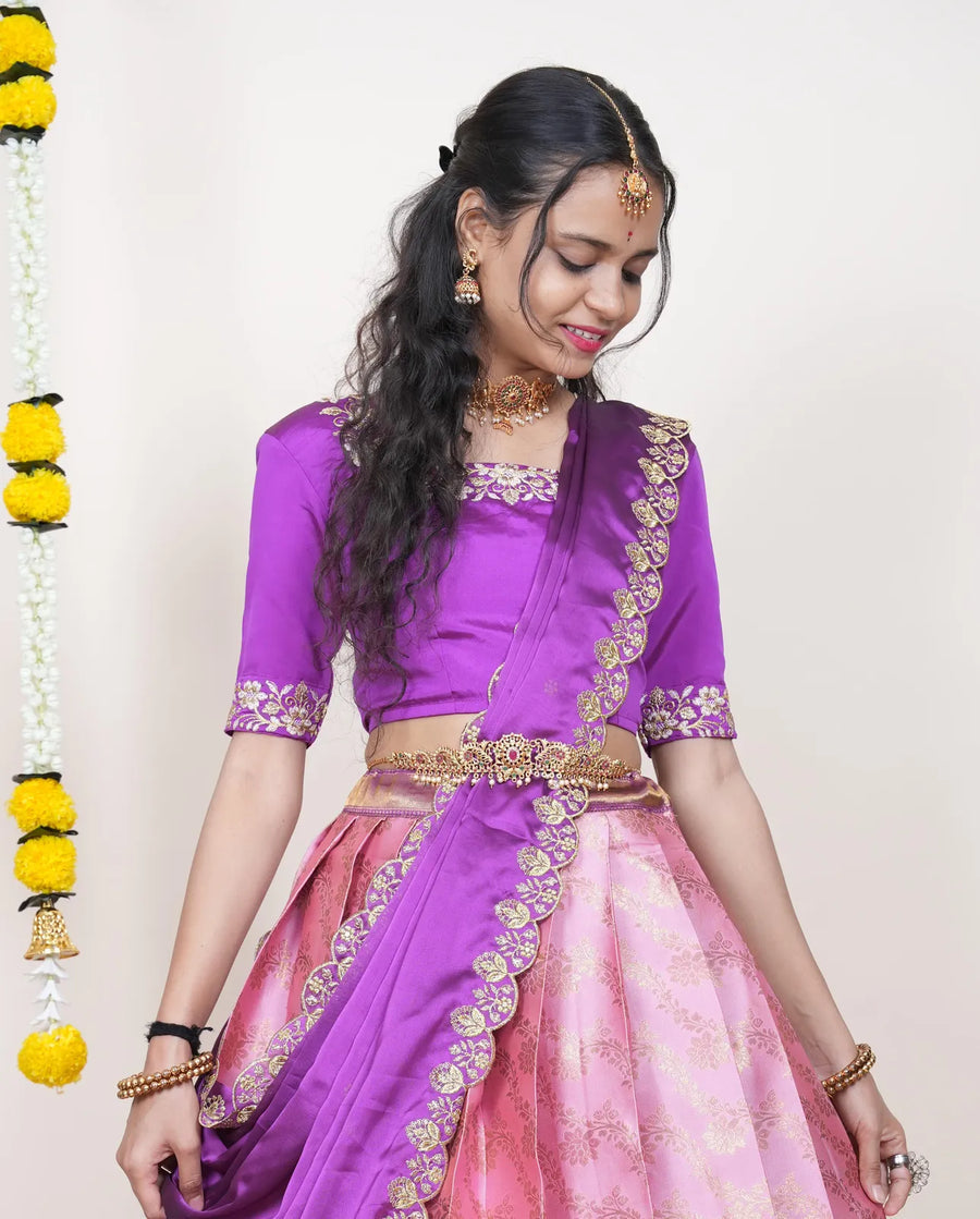 Premium Kanjivaram Silk Zari Lehenga with Banarasi Dupatta Set