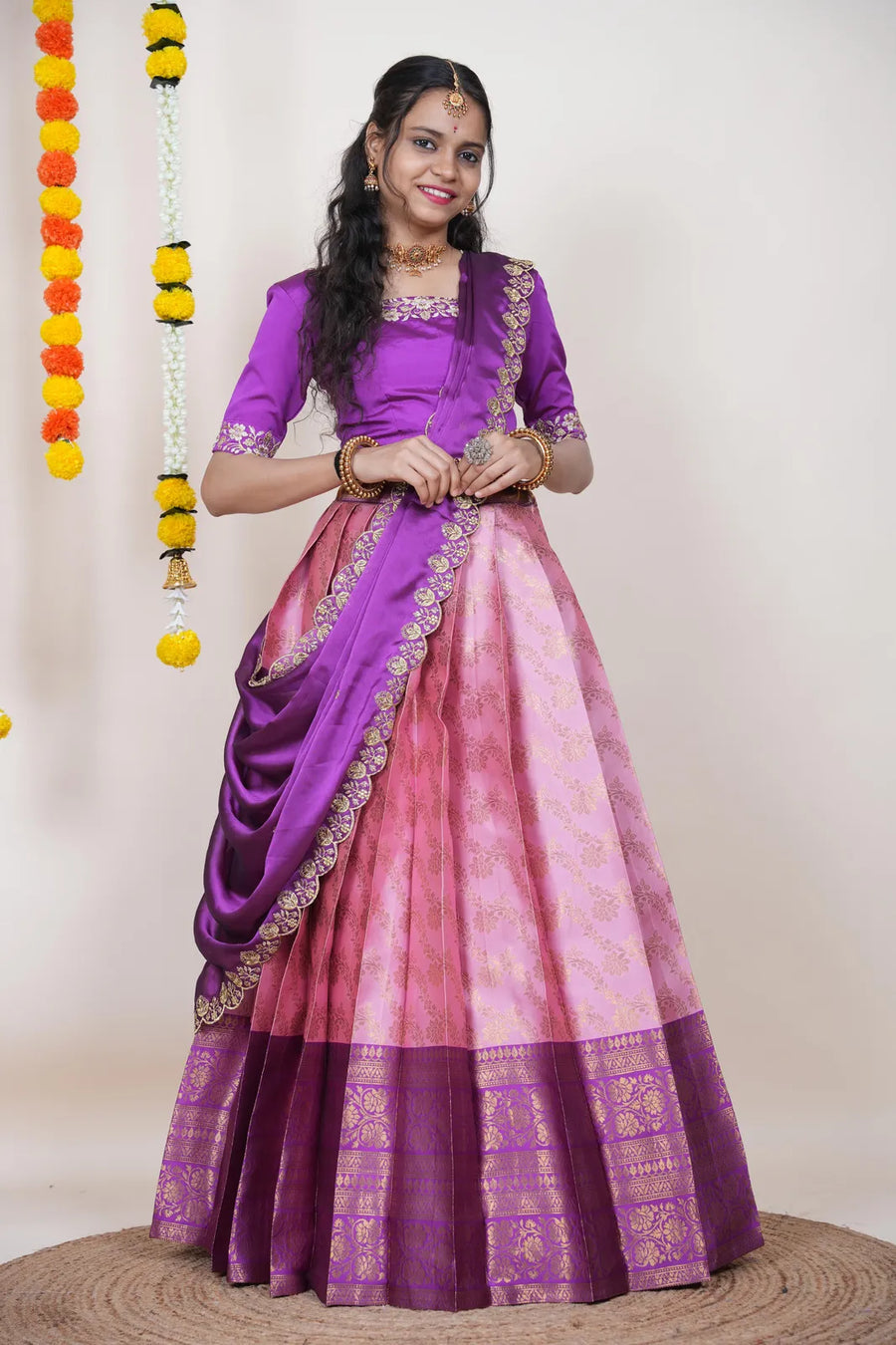 Premium Kanjivaram Silk Zari Lehenga with Banarasi Dupatta Set