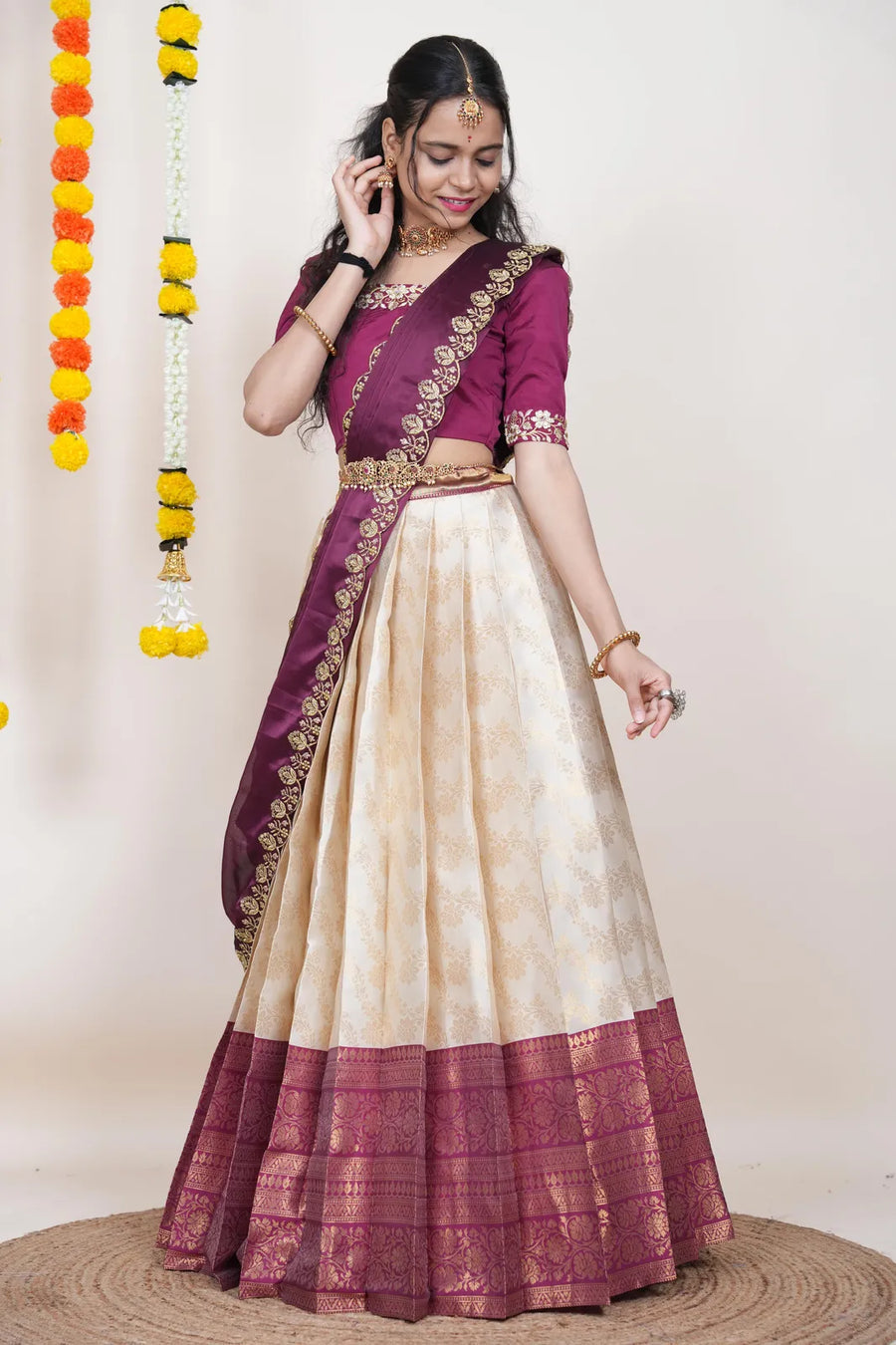 Premium Kanjivaram Silk Zari Lehenga with Banarasi Dupatta Set