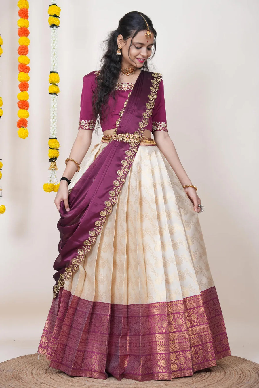 Premium Kanjivaram Silk Zari Lehenga with Banarasi Dupatta Set