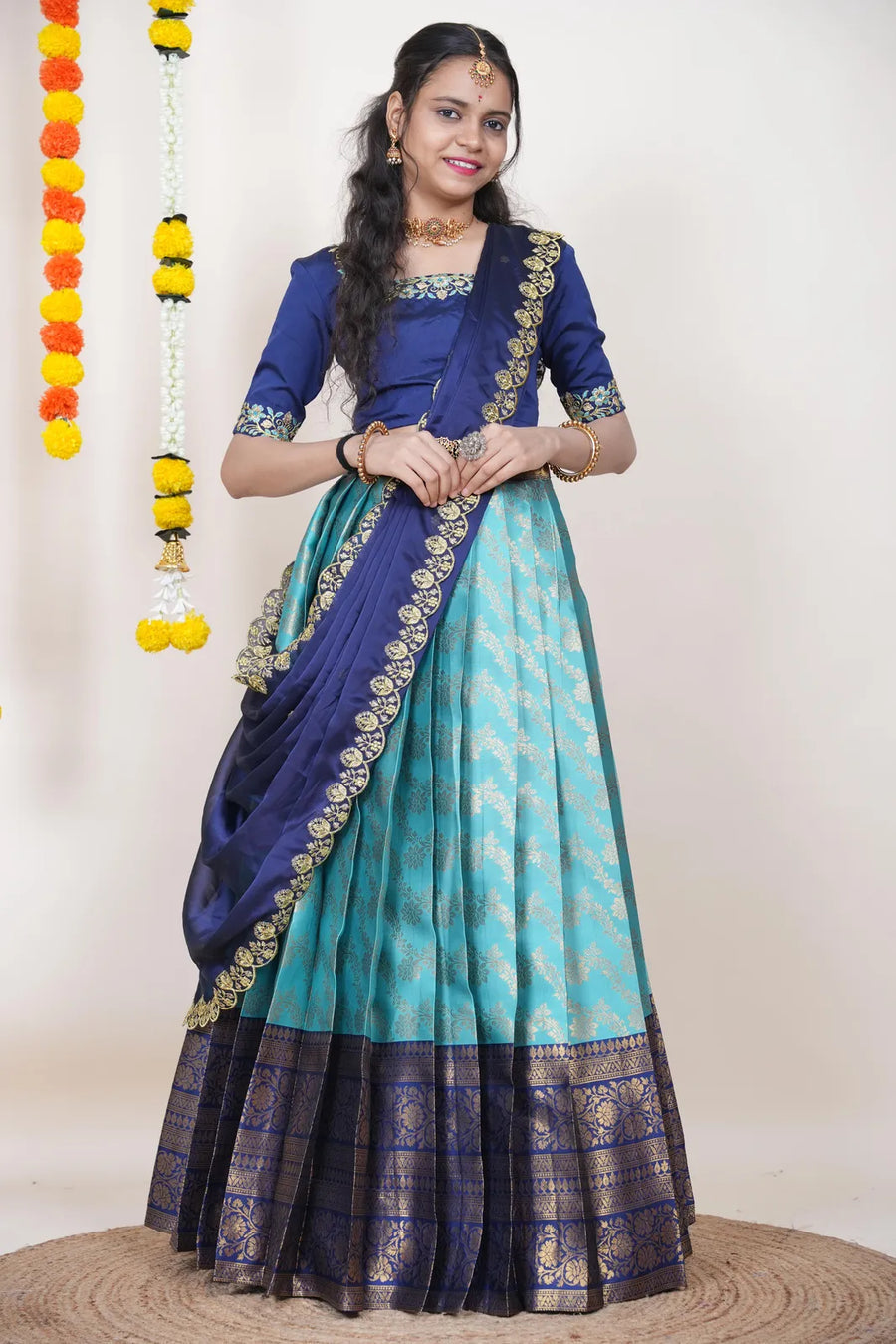 Premium Kanjivaram Silk Zari Lehenga with Banarasi Dupatta Set