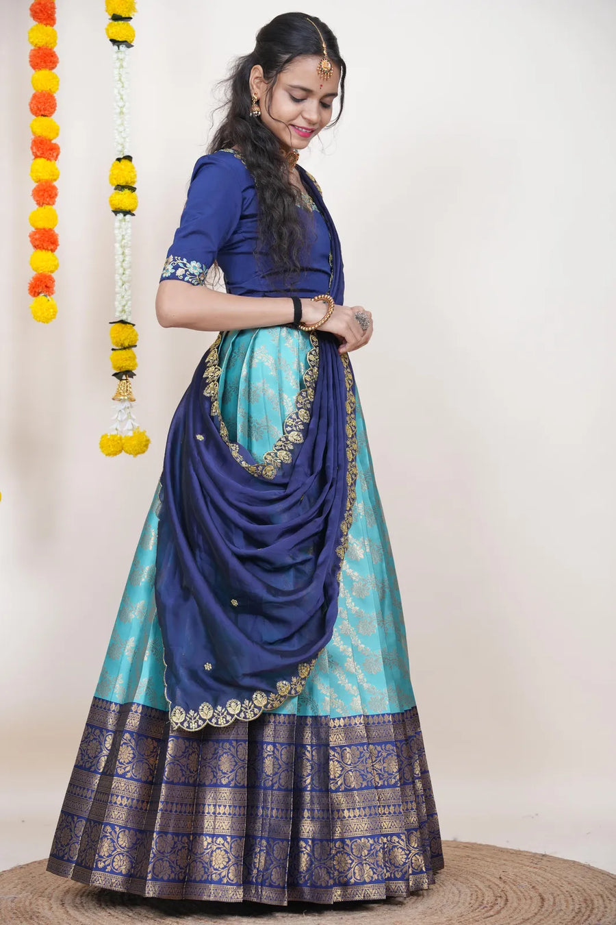 Premium Kanjivaram Silk Zari Lehenga with Banarasi Dupatta Set