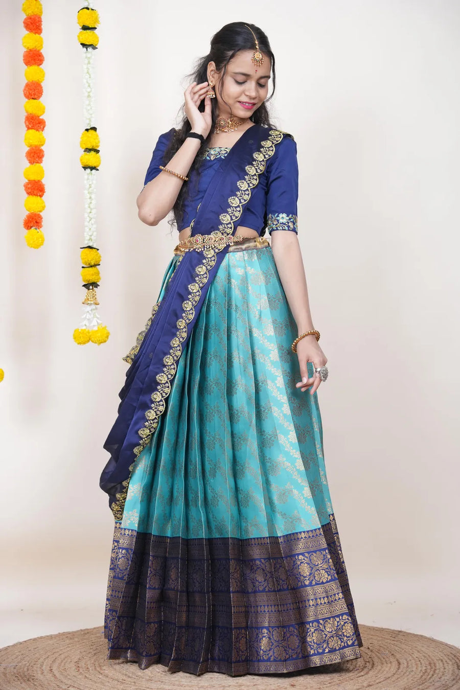 Premium Kanjivaram Silk Zari Lehenga with Banarasi Dupatta Set