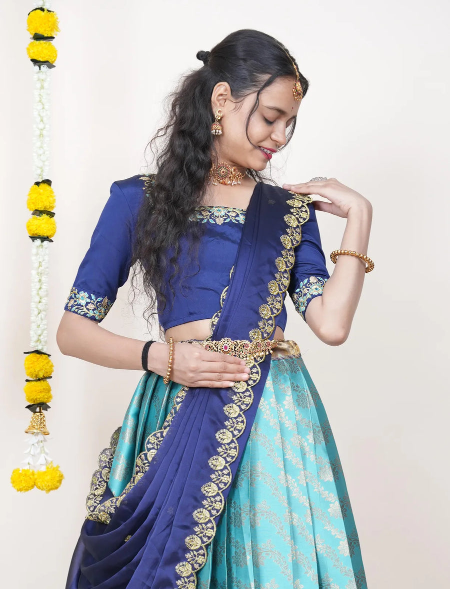 Premium Kanjivaram Silk Zari Lehenga with Banarasi Dupatta Set